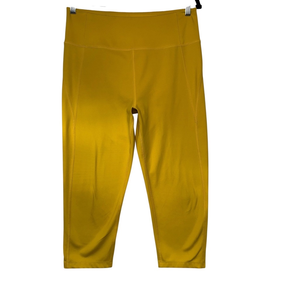 Girlfriend Collective XXL Mustard Yellow High Rise Compressive Crop Leggings